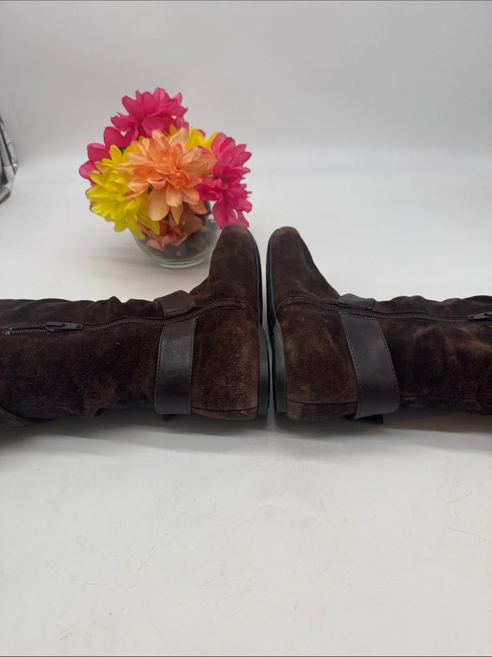 Born Women’s Brown Suede Mid-Calf Buckle Boots Size 8